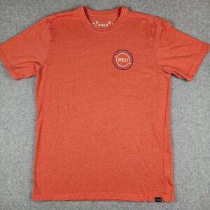Hurley T-Shirt Men's L Orange Red Heather Everyday Washed Patch Logo 50/50 Blend